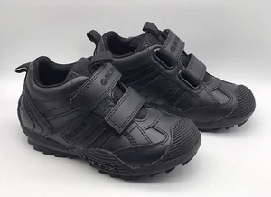 Geox J Savage A Black Smooth Leather School Shoes Size 9C - New - Picture 1 of 7