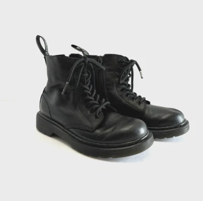 Bota de Combate Dr. Martens 1460 Pascal Mono Cuero Negro Cremallera Unisex Niños Talla 1 Foto 1 de 4