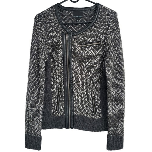 VETEMENTS Giacca Cynthia Rowley misto lana maglia asimmetrica zip grigio bianco donna grande