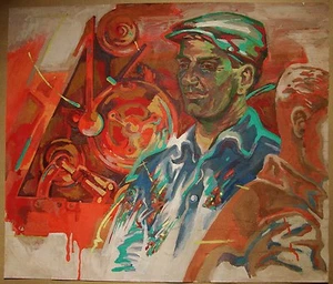 Ukrainian Soviet Oil Painting male Portrait working man Fauvism realism - Picture 1 of 10