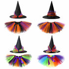 Kids Girls Tutu Skirts Halloween Party Dance Costume Skirt+ Pointed Hat Outfits