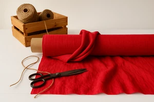 Alizarin Red Linen Blend Fabric by the Yard – Sewing, Upholstery & Crafts - Picture 1 of 10