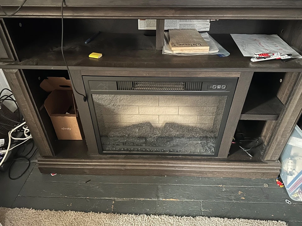 Consola chimenea ballena soporte de TV rústico - marrón cereza Foto 1 de 1