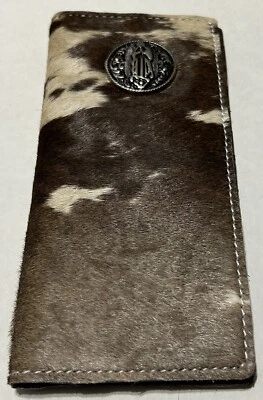 Genuine Leather hair-on Checkbook Cover Organizer Long Wallet Men Women New - Image 1 of 4