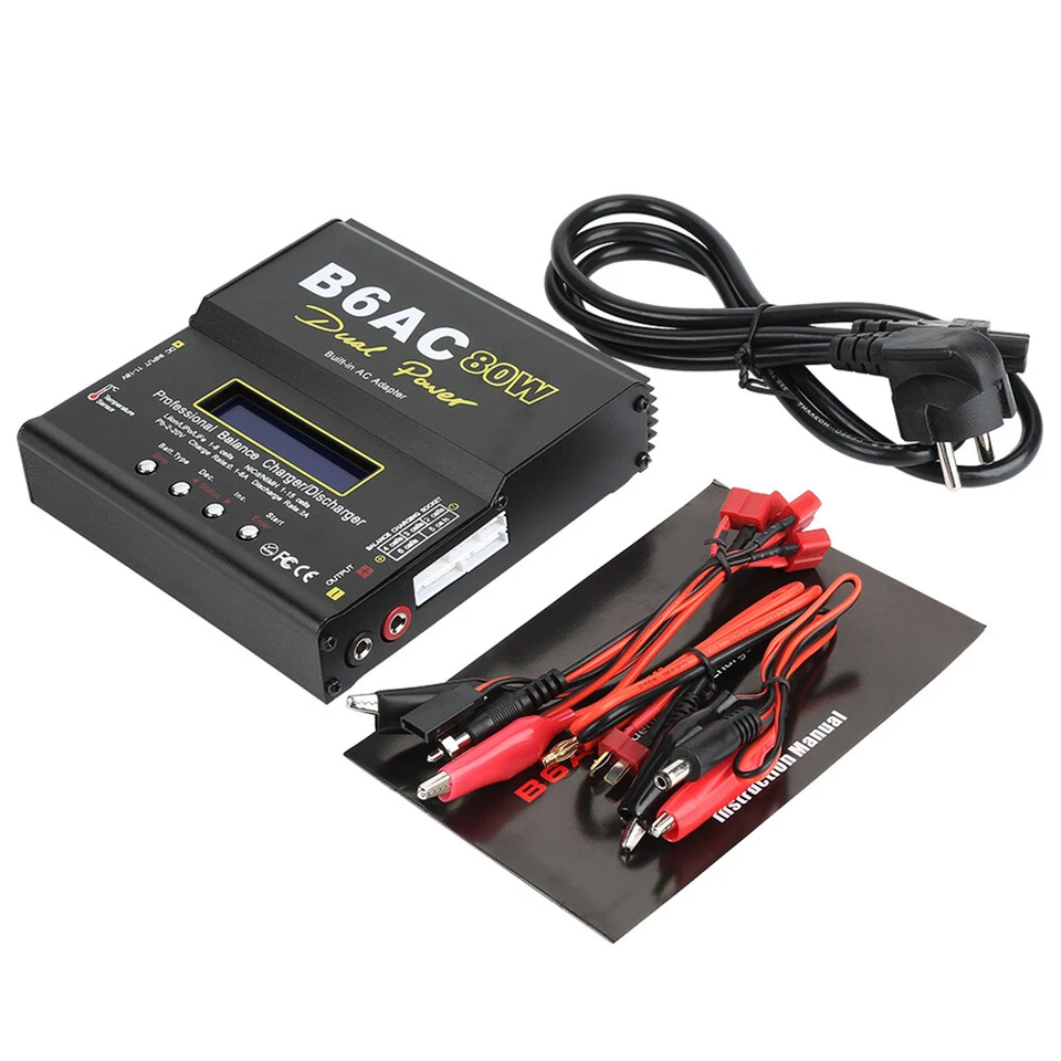 B6AC 80W Digital LCD Balancer Ladegerät Für Li-ion Li-Po NiCd Ni-MH RC Batterie✉ - Bild 1 von 4