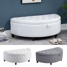 Storage Ottoman Bench Semicircle Footrest Storage Box with Lift Top