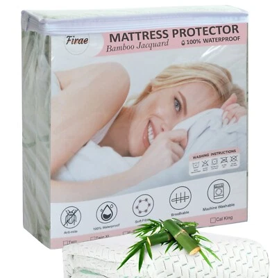 Premium Bamboo Jacquard Soft Breathable Waterproof Deep Pocket Mattres Protector - Image 1 of 4