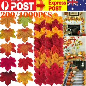 UP 1000PCS Artificial Fall Silk Leaves Wedding Autumn Maple Leaf Party DIY Decor - Picture 1 of 13