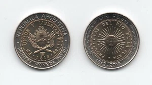 ARGENTINA 1 PESO 200 YEARS INDEPENDENCE 2013 BIMETALLIC KM 112.4 UNC - Picture 1 of 3