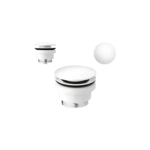 Ablaufventil Pop-Up Stöpsel matt weiß Ablaufgarnitur Abfluss - Bild 1 von 3