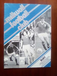 Millwall V Bury 1977 League Cup and V Coventry F.A.Cup Football programmes