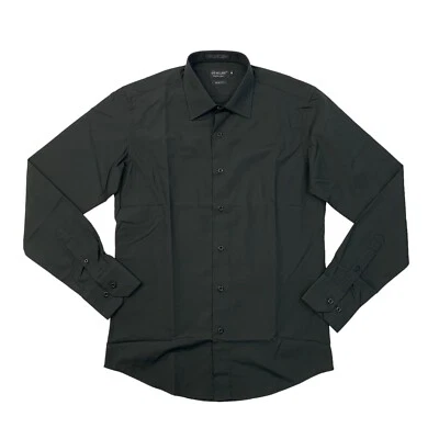 Milani Shirt Men M Medium Black Single Needle Tailoring Cotton Blend Long Sleeve - Image 1 of 4