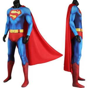 New Superman Legacy Jumpsuit Cosplay Costume Superhero Men Bodysuit Outfit Cloak - Picture 1 of 27