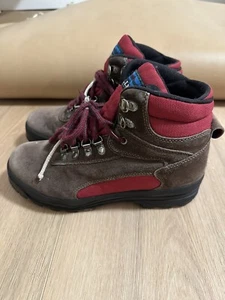L.L. Bean Kids US Size 6 Hiking Trail Boots Athletic Red & Brown Suede Leather - Picture 1 of 8