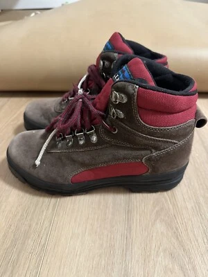 L.L. Bean Kids US Size 6 Hiking Trail Boots Athletic Red & Brown Suede Leather - Image 1 of 4