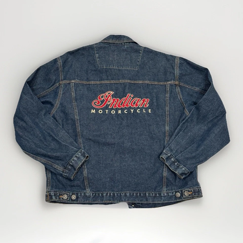 Chaqueta vaquera de camionero vintage Indian Motorcycle para hombre hecha en Canadá talla L Foto 1 de 4