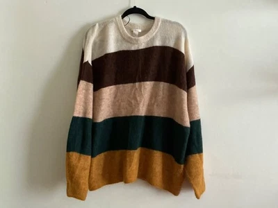 Suéter de lana a rayas H&M Colorblock talla grande mezcla de lana mohair Foto 1 de 4