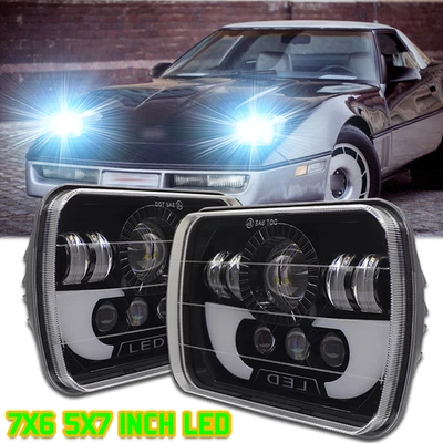 Par de faros LED DOT de 5x7 pulgadas DRL para Chevrolet Corvette 1984~1996 C4 más nuevos Foto 1 de 4