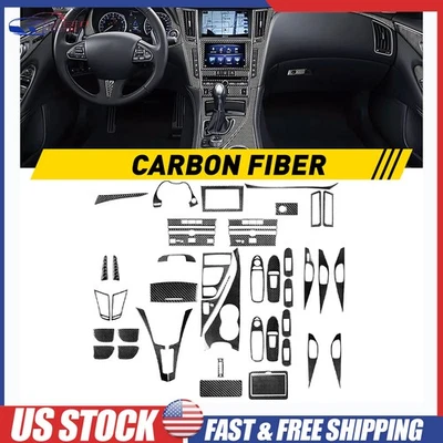 Juego de cubierta de panel de manija de puerta interior de fibra de carbono para Infiniti Q50 Q60 2014-2020 Foto 1 de 4