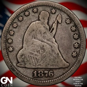 1876 CC Seated Liberty Quarter A2349 - Picture 1 of 2