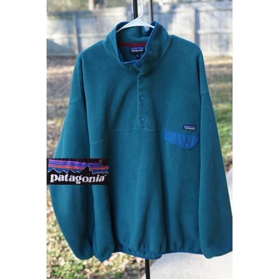 Patagonia Synchilla Fleece Jacket Snap Button Pocket Color Block - Image 1 of 4