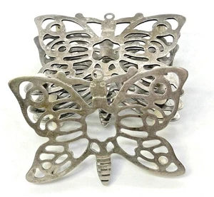 Leonard Silverplated Small Butterfly Trivets Signed From Italy - Picture 1 of 12