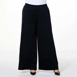 IMAN Petite Global Chic All Day Elegance Wide Leg Ponte Pants Black 3X New - Picture 1 of 1