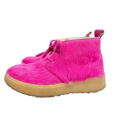 Zara X Clark’s Girls Limited Edition Pink Fur Desert Ankle Boots Lace Up Size 31 - Image 1 of 4