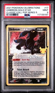 2021 POKEMON CELEBRATIONS CLASSIC COLLECTION #17 UMBREON-GOLD STAR PSA 9 - Picture 1 of 2