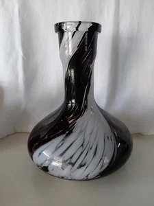 Murano Glas Hooka Vase Flasche Handarbeit Premium Sockel Deep Purple & White 8" Neu - Bild 1 von 6