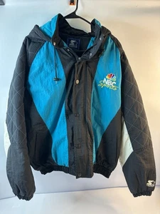 VTG 90's NBC SPORTS STARTER THROWBACK ZIP HOODED JACKET LARGE RARE! - Picture 1 of 11