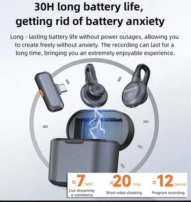 Micrófono de solapa inalámbrico para computadoras portátiles iPhone iPad Android con carga Foto 1 de 4