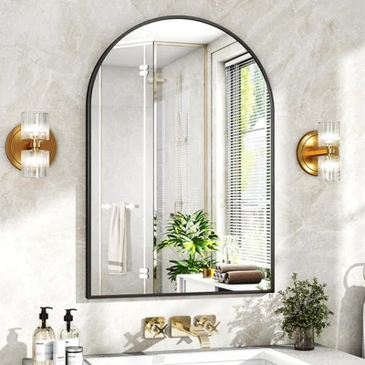 20"x30" Black Arched Bathroom Mirror - Wall Mirror for Bathroom, Metal Frame ... - Image 1 of 4