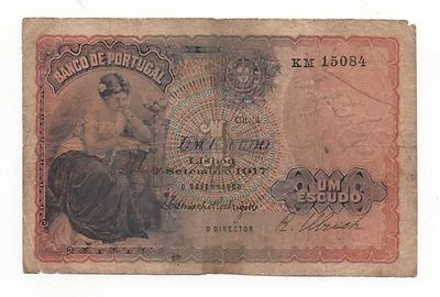 PORTUGAL 1 ESCUDO 1917 PICK 113 A LOOK SCANS  - Image 1 of 2