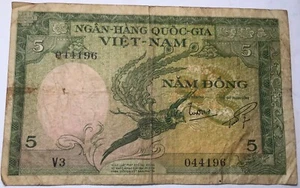 Viet Nam Vietnam War Ngan Hang Quoc Gia 5 Nam Dong Money Banknote Dollar Bill - Picture 1 of 2