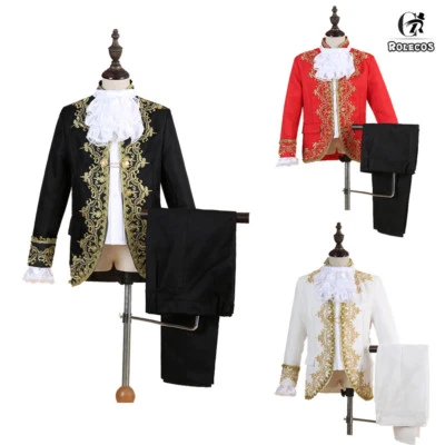 Conjunto completo de disfraz de príncipe rey real para niños líder medieval cosplay chaqueta pantalón Foto 1 de 4