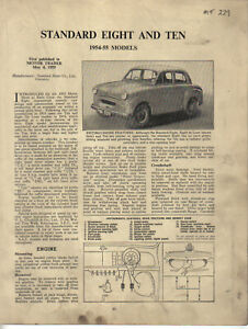 Standard 8 & 10 hp Eight & Ten 1954-55 Motor Trader Service Data No 229 1955