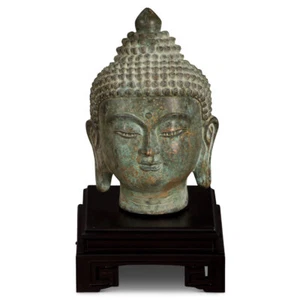 US SELLER - Bronze Enlightened Buddha Head Asian Statue - Picture 1 of 4