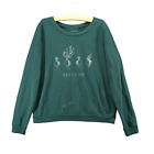 ModCloth Women&#39;s Beets Me Pullover Graphic Sweatshirt Green XL Crew Neck