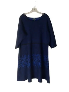Gabby Skye Fit Flare Sweater Dress Plus Size 2X Colbalt Blue Black Knee Length  - Picture 1 of 11
