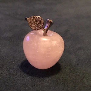 Piedra curativa de manzana tallada en cristal de cuarzo rosa regalo piedra preciosa genuina - Imagen 1 de 6