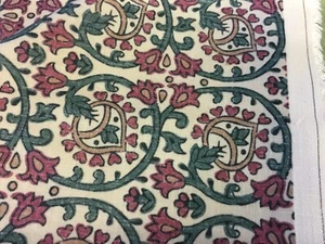 1.55 meters  printed cotton fabric remnant  ..greens pinks Bellfield - Picture 1 of 3