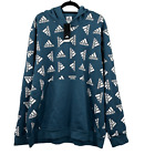 Adidas Men's Size 2X All Over Print Fleece Hoodie Blue Outdoor Casual Travel