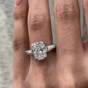 Anello di Fidanzamento Oro Bianco 18k 3,10 Ct IGI GIA Lab Creato Cuscino Diamante - Foto 1 di 10