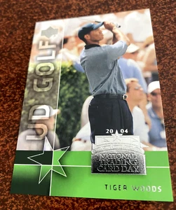 2004 TIGER WOODS UD GOLF CARD "NATIONAL TRADING CARD DAY" GOAT 82 WINS-15 MAJORS - Picture 1 of 2