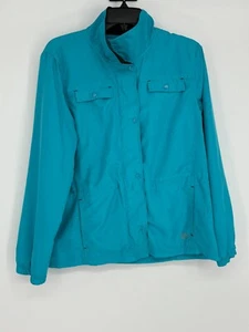 Oleg Cassini Sport Vintage Blue Black Snap-Button Jacket Women's Size Medium - Picture 1 of 7