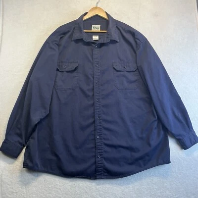 Key Shirt Men 4XLT Navy Blue Heavyweight Long Sleeve Button Up Workwear - Image 1 of 4