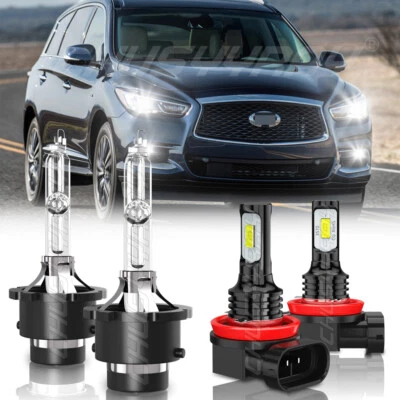 For Infiniti QX60 2014 2015-2017 4X HID LED Headlight Bulbs Hi/Lo+Fog Light Kit - Image 1 of 4