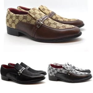 HERREN KUNSTLEDER SLIPPER ITALIENISCHE SCHNALLE KLEID PARTY MUSTER SCHUHE UK GRÖSSE 6-12 - Bild 1 von 24