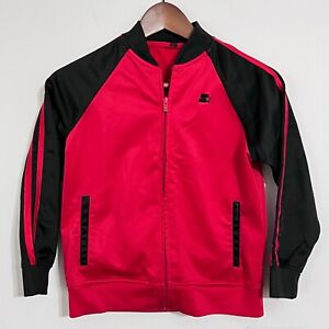 Starter Boys Track Jacket Size S (6-7) Red Two-Tone Black Full Zip Crew Neck